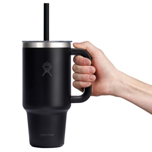 32 OZ TRAVEL TUMBLER CLEAR LID BLACK