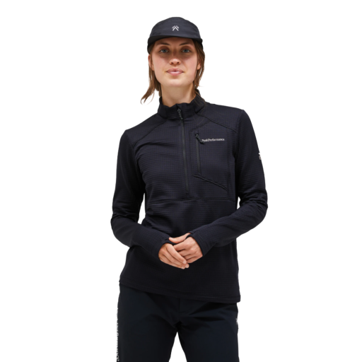 Trail-trui voor dames met Polartec-voering en halve ritssluiting